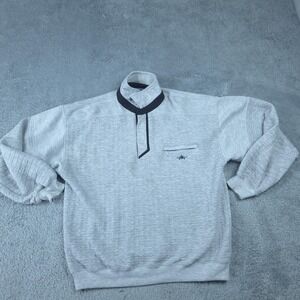 Vtg Greenline International Sweater Mens XL Gray Collared Henley Chest Pocket